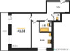 Планировка однокомнатной(квартира) площадью 41.38 квадратных метров в “Зеленый Оазис - Город”