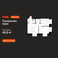 Планировка двухкомнатной(квартира) площадью 45.8 квадратных метров в “ЖК Саларьево парк”