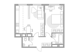 Планировка двухкомнатной(квартира) площадью 49.2 квадратных метров в “ЖК Бригантина”