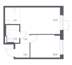 Планировка однокомнатной(квартира) площадью 40.8 квадратных метров в ЖК “ЖК Подольские кварталы”