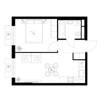 Планировка однокомнатной(квартира) площадью 36.5 квадратных метров в “Квартал Мит”