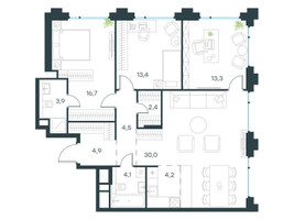 Планировка 4+ комнатной(квартира) площадью 97.4 квадратных метров в “ЖК Level Бауманская”