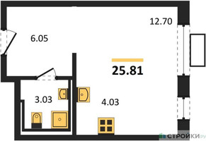 Планировка студии(квартира) площадью 25.81 квадратных метров в “ЖК Прибрежный Парк”
