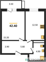 Планировка однокомнатной(квартира) площадью 42.4 квадратных метров в “Павлово 3”
