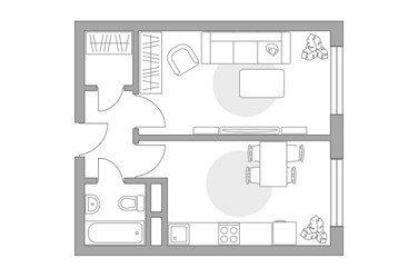 Планировка однокомнатной(квартира) площадью 31.67 квадратных метров в ЖК “ЖК Новая Рига”