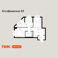 Планировка двухкомнатной(квартира) площадью 50.4 квадратных метров в “ЖК Алтуфьевское 53”