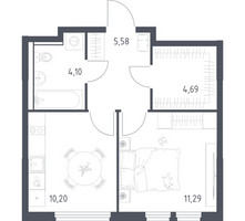 Планировка однокомнатной(квартира) площадью 35.86 квадратных метров в “ЖК Пригород Лесное”