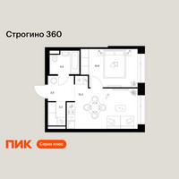 Планировка однокомнатной(квартира) площадью 35.2 квадратных метров в “ЖК Строгино 360”