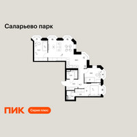 Планировка трехкомнатной(квартира) площадью 77.2 квадратных метров в “ЖК Саларьево парк”