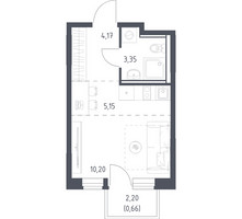 Планировка студии(квартира) площадью 23.53 квадратных метров в “ЖК Квартал Ивакино”