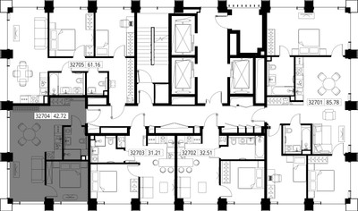 Планировка однокомнатной(квартира) площадью 42.7 квадратных метров в ЖК “ЖК SET (Сет)”