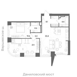 Планировка двухкомнатной(квартира) площадью 88.4 квадратных метров в ЖК “ЖК СТОУН Блик”