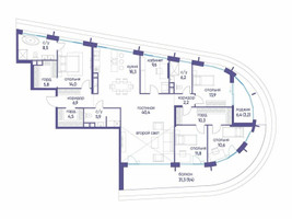 Планировка 4+ комнатной(квартира) площадью 180.82 квадратных метров в “ЖК Остров”