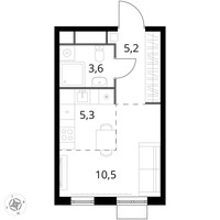 Планировка двухкомнатной(квартира) площадью 43.6 квадратных метров в “ЖК 1-й Химкинский (Первый Химкинский)”