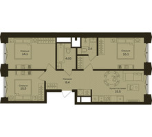 Планировка трехкомнатной(квартира) площадью 71.4 квадратных метров в “ЖК Дом на Часовой”