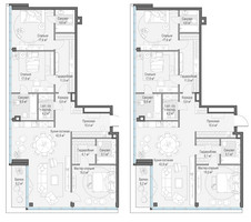 Планировка трехкомнатной(квартира) площадью 154 квадратных метров в “Клубный квартал "Фрунзенская набережная"”
