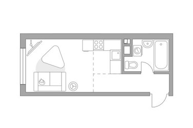 Планировка студии(квартира) площадью 25.27 квадратных метров в ЖК “ЖК Гранель Коломенское”