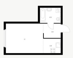 Планировка студии(квартира) площадью 29.6 квадратных метров в “ЖК Барклая 6”