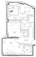 Планировка двухкомнатной(квартира) площадью 79 квадратных метров в “ЖК Dream Riva (Дрим Рива)”