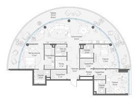 Планировка трехкомнатной(квартира) площадью 173 квадратных метров в “Клубный квартал "Фрунзенская набережная"”