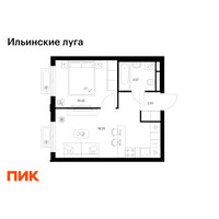Планировка однокомнатной(квартира) площадью 34.05 квадратных метров в “ЖК Ильинские луга”
