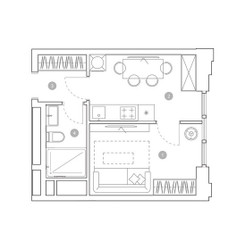 Планировка однокомнатной(квартира) площадью 28.2 квадратных метров в ЖК “ЖК ВЭРИ на Миклухо-Маклая”