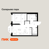 Планировка однокомнатной(квартира) площадью 32.1 квадратных метров в “ЖК Саларьево парк”
