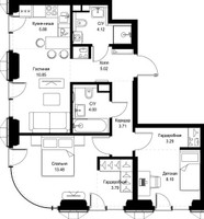 Планировка двухкомнатной(квартира) площадью 62.24 квадратных метров в “ЖК СЕТ”