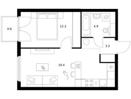 Планировка однокомнатной(квартира) площадью 40.3 квадратных метров в “ЖК Кронштадтский 9”