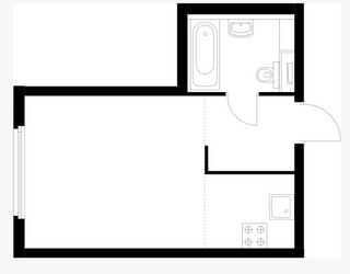Планировка студии(квартира) площадью 27.6 квадратных метров в ЖК “ЖК Барклая 6”
