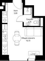 Планировка студии(квартира) площадью 23.8 квадратных метров в “ЖК Веер”