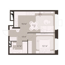 Планировка однокомнатной(квартира) площадью 41.1 квадратных метров в ЖК “ЖК Гранд Комфорт”