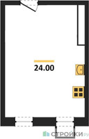 Планировка студии(апартаменты) площадью 24 квадратных метров в “ЖК Легендарный квартал на Ботаническом саду”