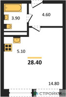Планировка студии(квартира) площадью 28.2 квадратных метров в “ЖК Пушкино Град”