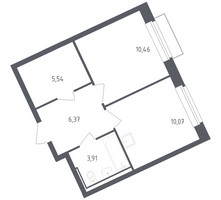 Планировка однокомнатной(квартира) площадью 35.8 квадратных метров в “ЖК Рублевский Квартал”