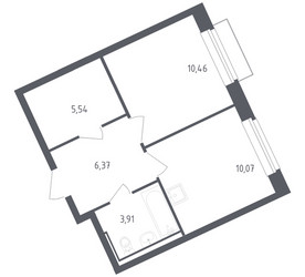 Планировка однокомнатной(квартира) площадью 35.8 квадратных метров в ЖК “ЖК Рублевский Квартал”