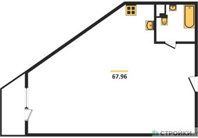 Планировка однокомнатной(квартира) площадью 68.1 квадратных метров в “ЖК Клубный дом Точка отсчета”