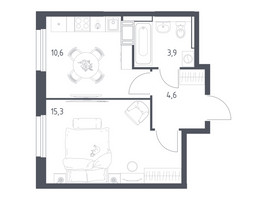 Планировка однокомнатной(квартира) площадью 33.9 квадратных метров в “ЖК Мытищи Парк”