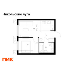Планировка однокомнатной(квартира) площадью 31 квадратных метров в ЖК “ЖК Никольские луга”