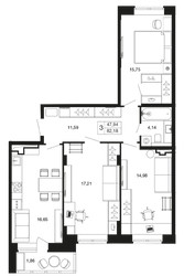 Планировка трехкомнатной(квартира) площадью 82.18 квадратных метров в ЖК “ЖК Времена года”