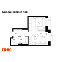 Планировка однокомнатной(квартира) площадью 34.1 квадратных метров в “ЖК Середневский лес”
