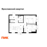 Планировка двухкомнатной(квартира) площадью 51.4 квадратных метров в “Ярославский квартал”