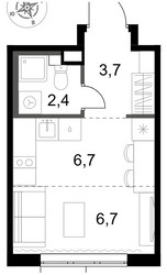 Планировка студии(квартира) площадью 19.5 квадратных метров в ЖК “ЖК 1-й Химкинский (Первый Химкинский)”