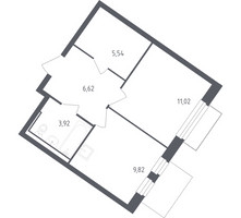 Планировка однокомнатной(квартира) площадью 36.4 квадратных метров в “ЖК Рублевский Квартал”