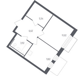 Планировка однокомнатной(квартира) площадью 36.4 квадратных метров в ЖК “ЖК Рублевский Квартал”