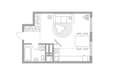 Планировка студии(квартира) площадью 31.1 квадратных метров в ЖК “ЖК Бригантина”