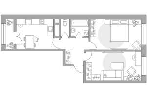 Планировка двухкомнатной(квартира) площадью 52.73 квадратных метров в “ЖК Пехра”