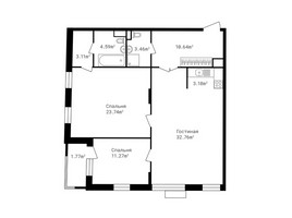 Планировка трехкомнатной(квартира) площадью 95 квадратных метров в “ЖК Клубный дом Точка отсчета”