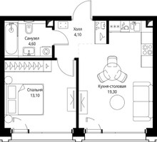 Планировка однокомнатной(квартира) площадью 41.2 квадратных метров в “ЖК СЕТ”