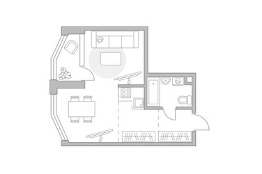 Планировка однокомнатной(квартира) площадью 37.13 квадратных метров в ЖК “ЖК Мневники от Гранель”